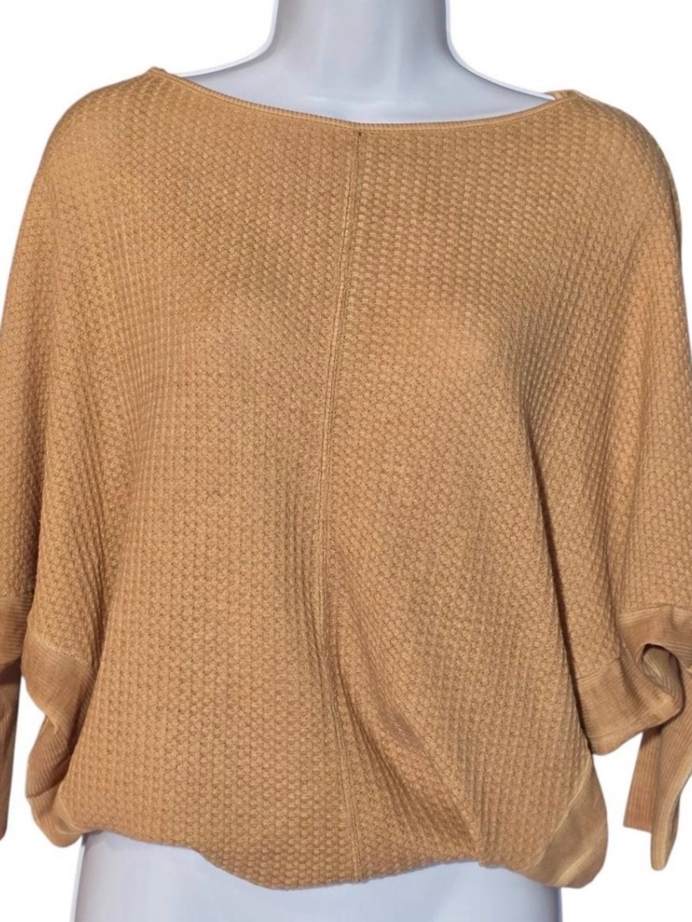 Women's Lightweight Waffle Knit Pullover Sweater - Camel